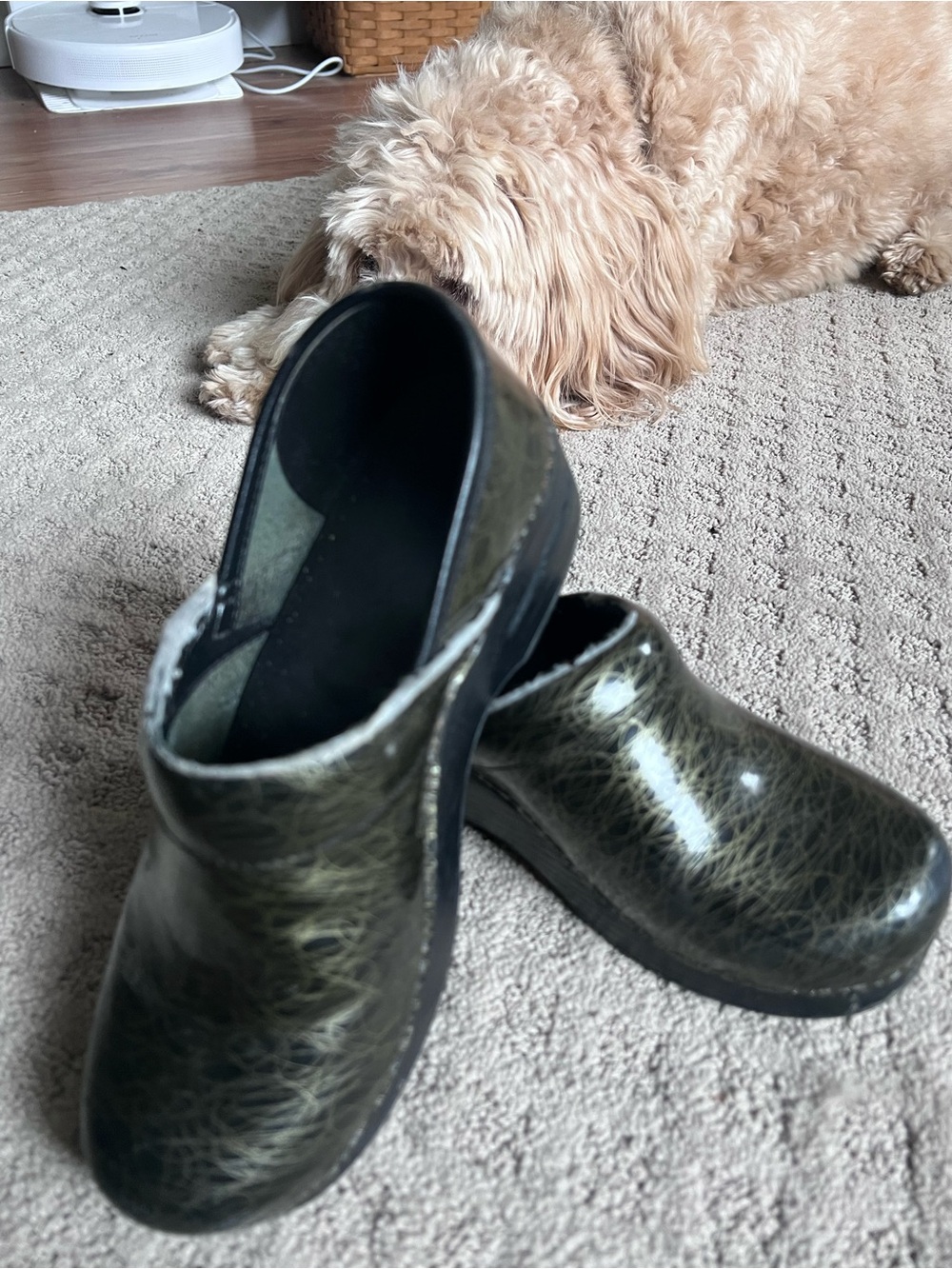 Dansko black and gold Slip-On Clogs. Size 37